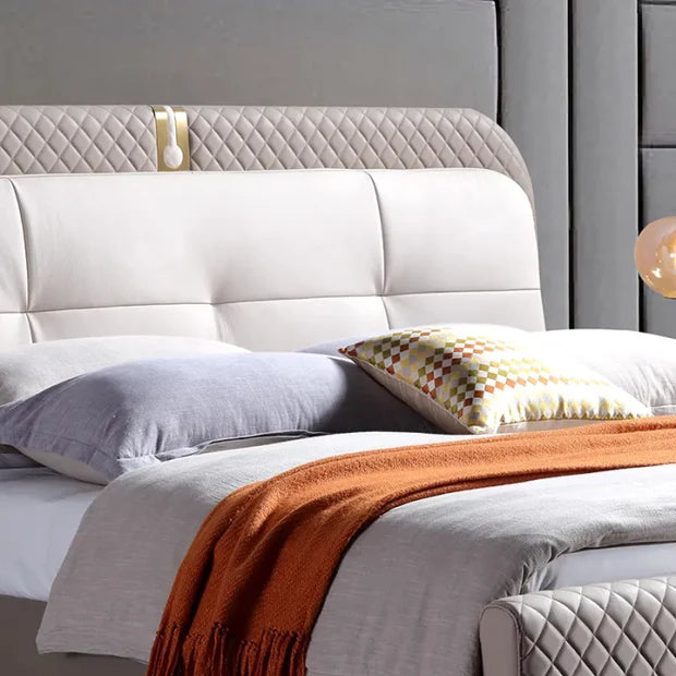 Modern Designer King Size Bed ;Upholstered, Headboard, Teakwood ; Plywood Base, Premium Fabric with Storage