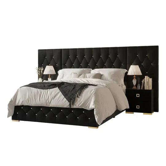 Premium Leatherette King Size Bed with Headboard, Solid Wood Frame, Metal Legs – Modern Luxury for Stylish Bedrooms