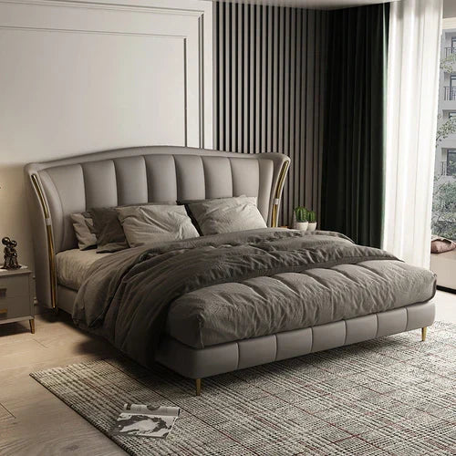 Leatherette Upholstered Bed – Headboard, Solid Wood Frame; Storage Options for Stylish Bedrooms