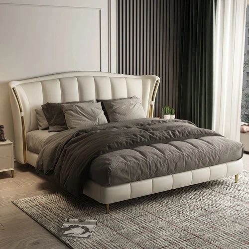 Leatherette Upholstered Bed – Headboard, Solid Wood Frame; Storage Options for Stylish Bedrooms