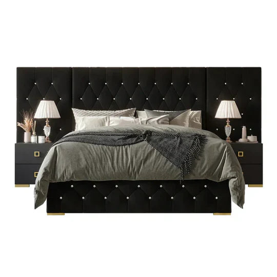 Premium Leatherette King Size Bed with Headboard, Solid Wood Frame, Metal Legs – Modern Luxury for Stylish Bedrooms