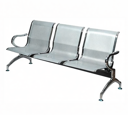 3 Seater Waiting Chair Metal Chrome Finish Base