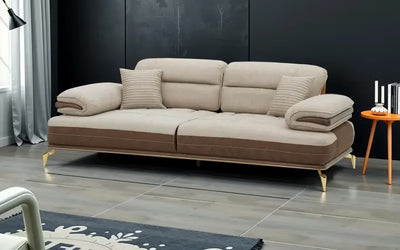 3-Seater Italian Sofa with Sleek Metal Legs and Cushions for Modern Living