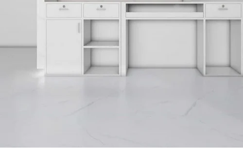 Reception Table for Office Counter Luxury Modern Made in MDF with Drawers Openable Shutter & CPU Space - White Color