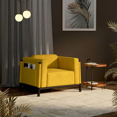 Lounge Chair For Home Furniture Modern &amp; Durable Design Upholstery Velvet Comfortable Seating for Living Room &amp; Offices - Yellow