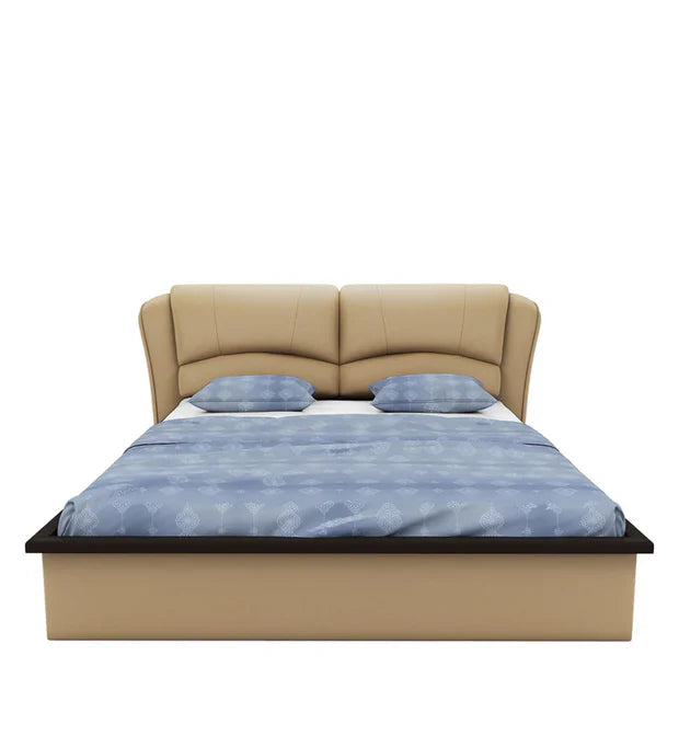 Leatherette King Bed – Solid Wood Base, Plush Leatherette Upholstery, Hydraulic Storage