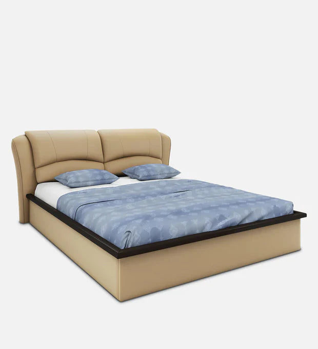 Leatherette King Bed – Solid Wood Base, Plush Leatherette Upholstery, Hydraulic Storage